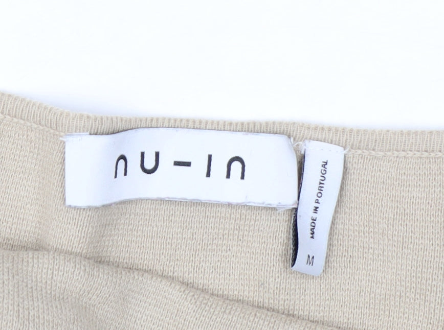 nu-in Women's Beige Embroidered Cropped Knit Tank Top Size M