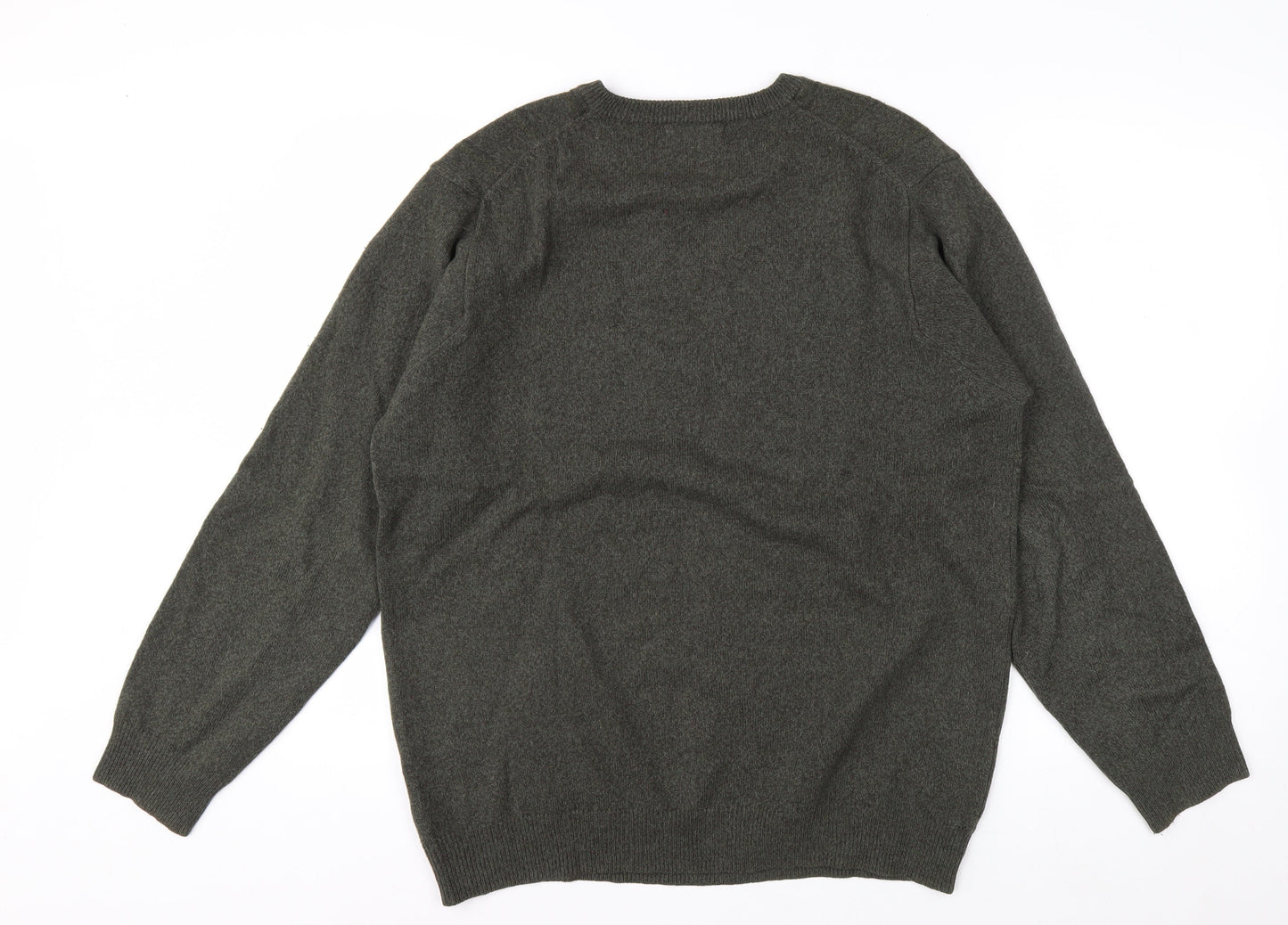 Marks & Spencer Men’s Green Lambswool V-Neck Jumper Medium