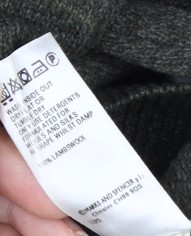 Marks & Spencer Men’s Green Lambswool V-Neck Jumper Medium