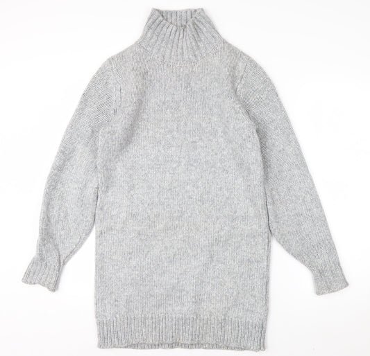 ASOS DESIGN Women's Grey Roll Neck Long Sleeve Knit Jumper Size 8
