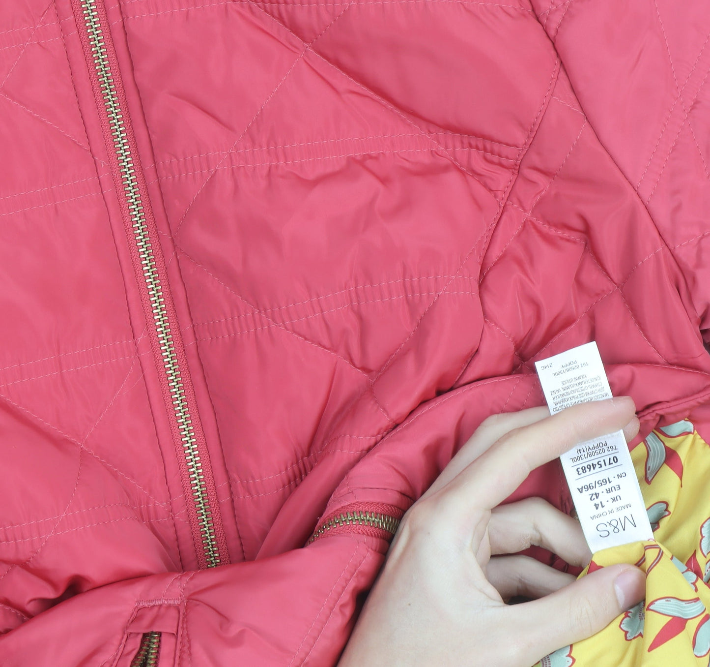 Marks and Spencer Women's Pink Quilted Mid-Length Jacket Size 14