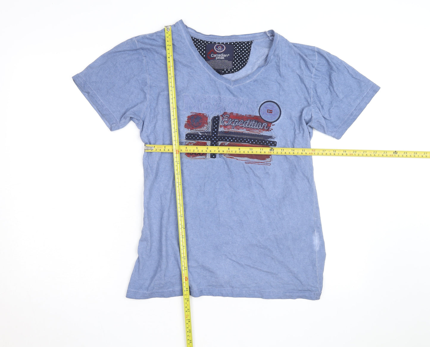 Canadian Peak Women Blue V-Neck Cotton Casual T-Shirt Size 18