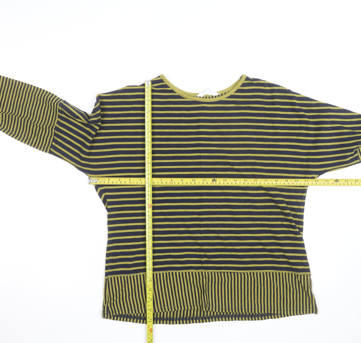 Braintree Womens Green Striped Long Sleeve Cotton T-Shirt Size S