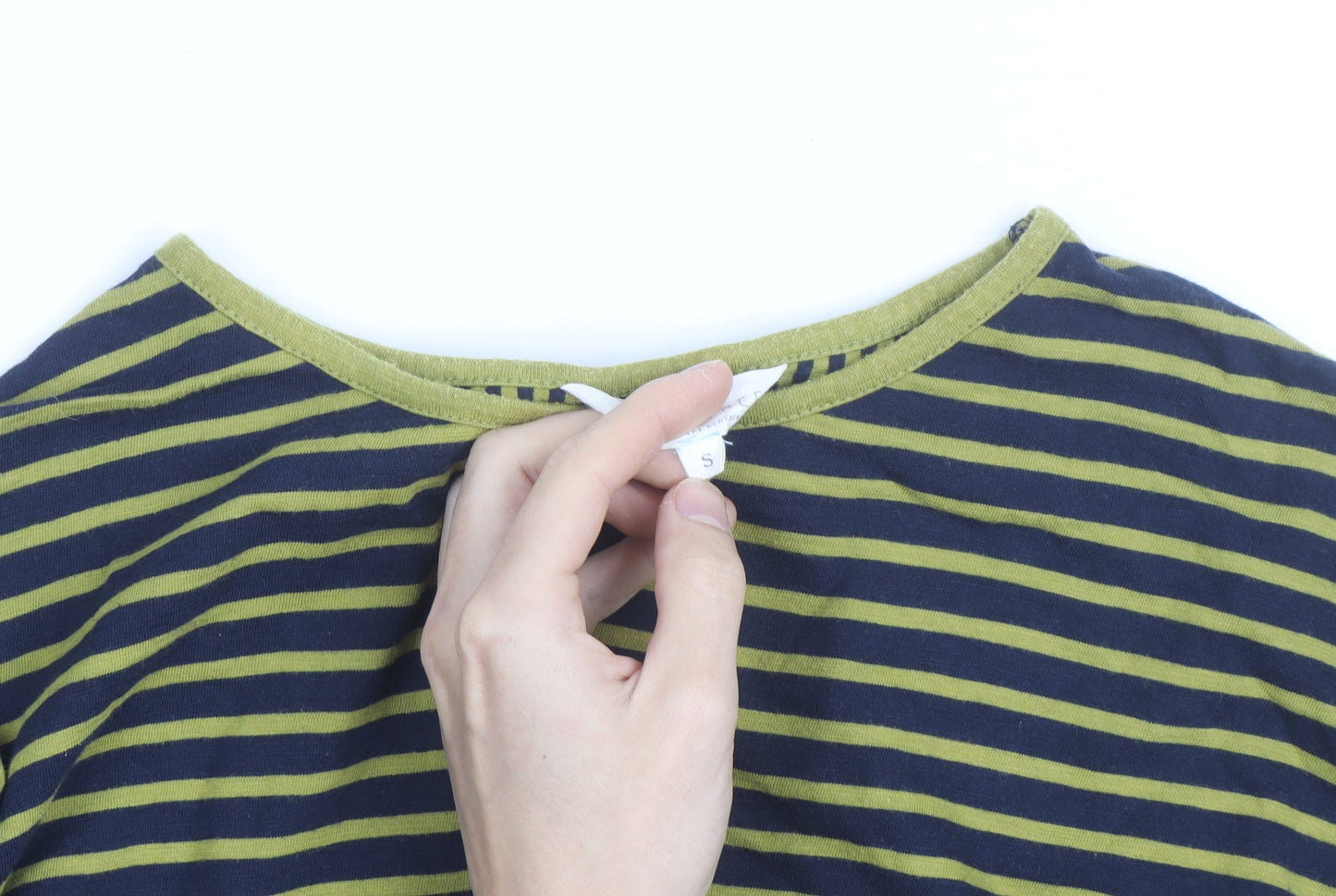 Braintree Womens Green Striped Long Sleeve Cotton T-Shirt Size S