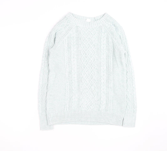 GAP Men’s Blue Cable-Knit Crew Neck Cotton Pullover Jumper M