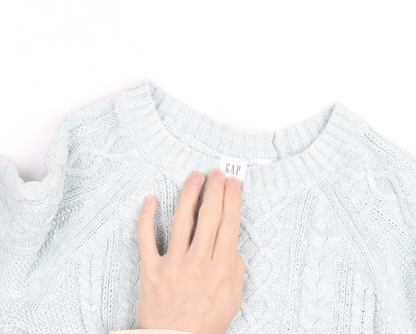 GAP Men’s Blue Cable-Knit Crew Neck Cotton Pullover Jumper M