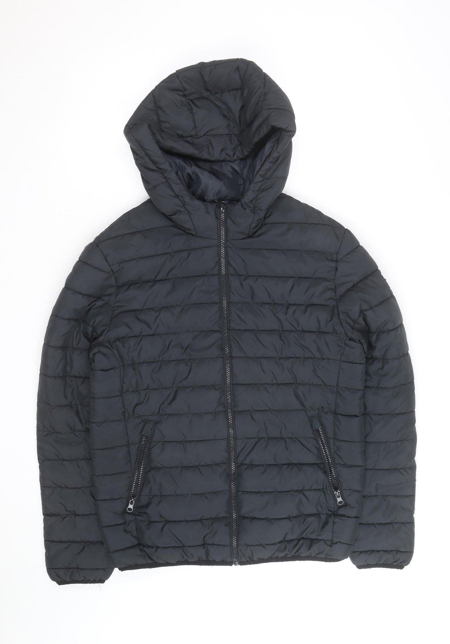 Jack & Jones Men's Black Puffer Jacket Hooded Size S