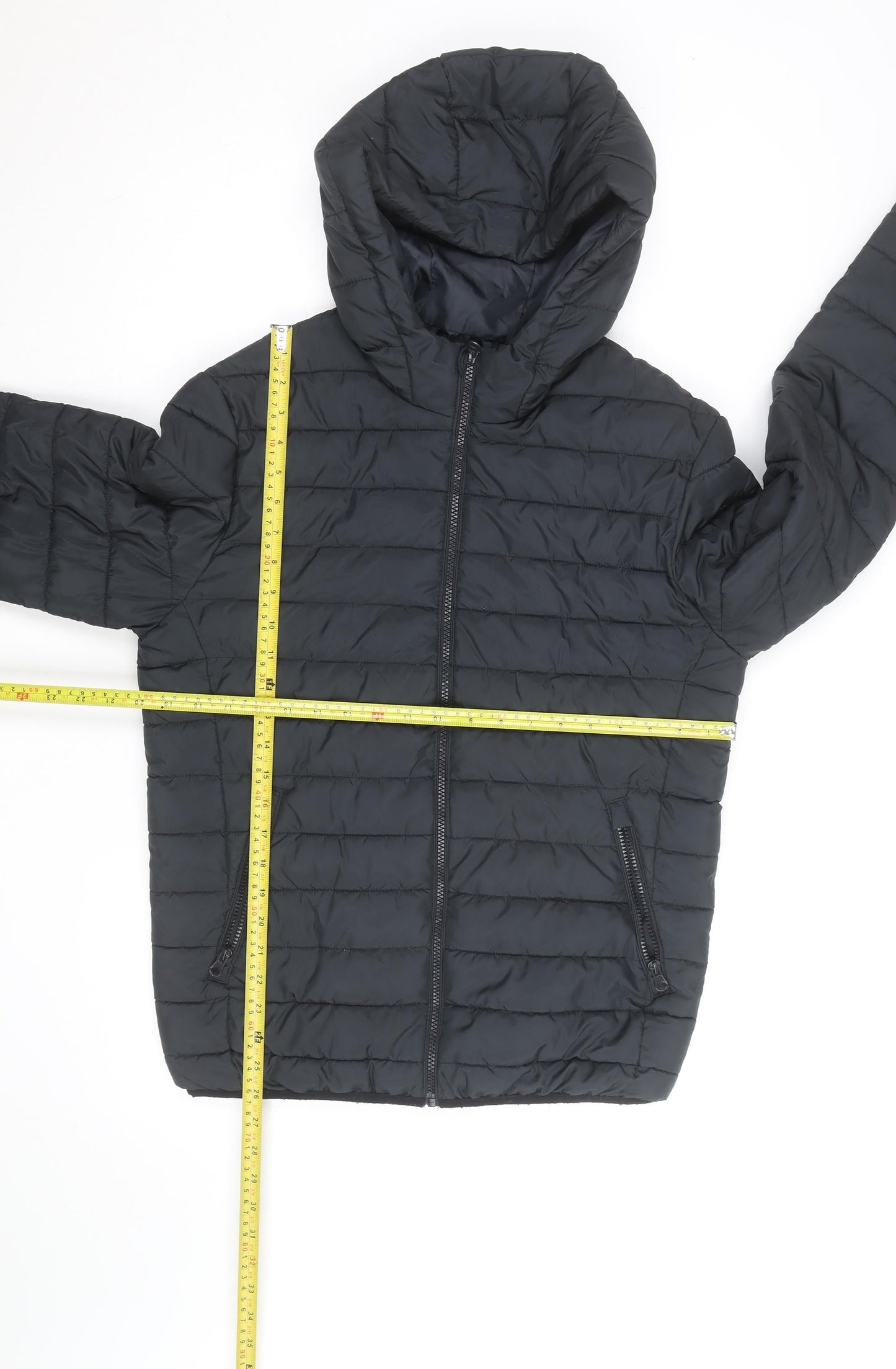 Jack & Jones Men's Black Puffer Jacket Hooded Size S