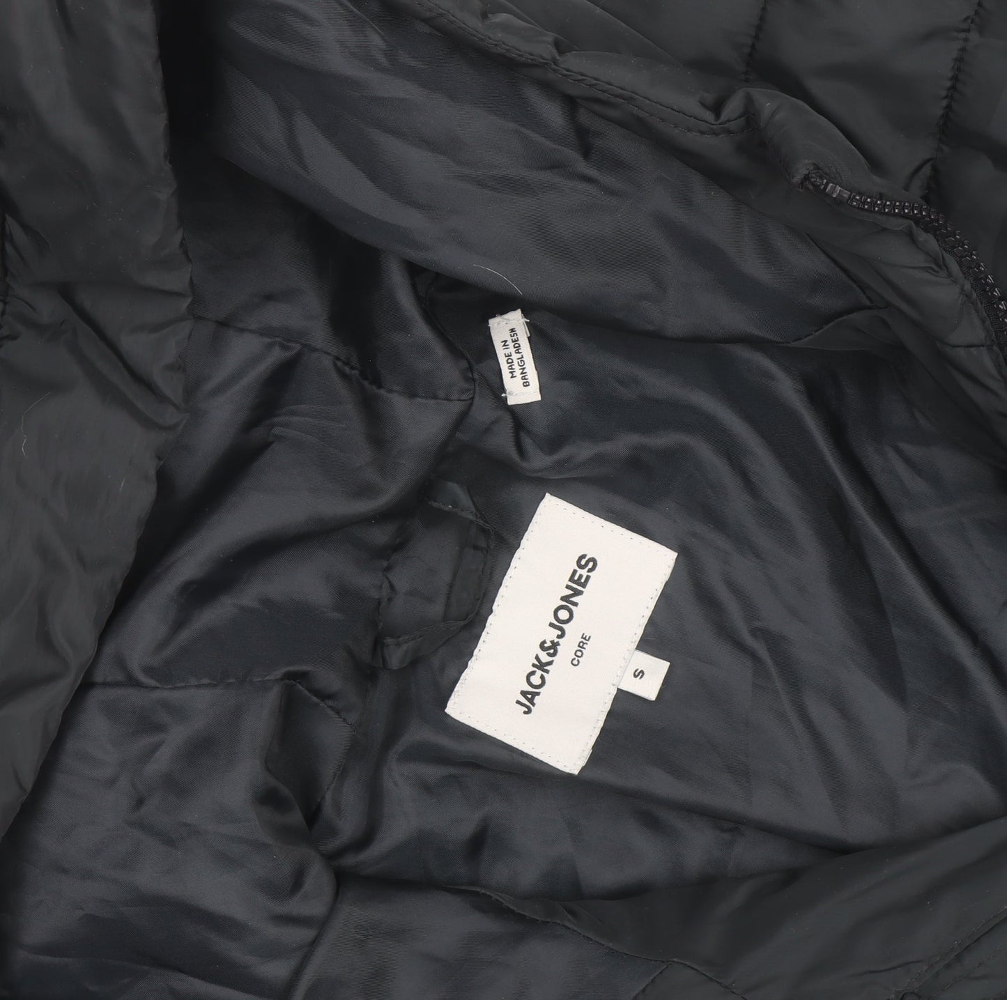 Jack & Jones Men's Black Puffer Jacket Hooded Size S