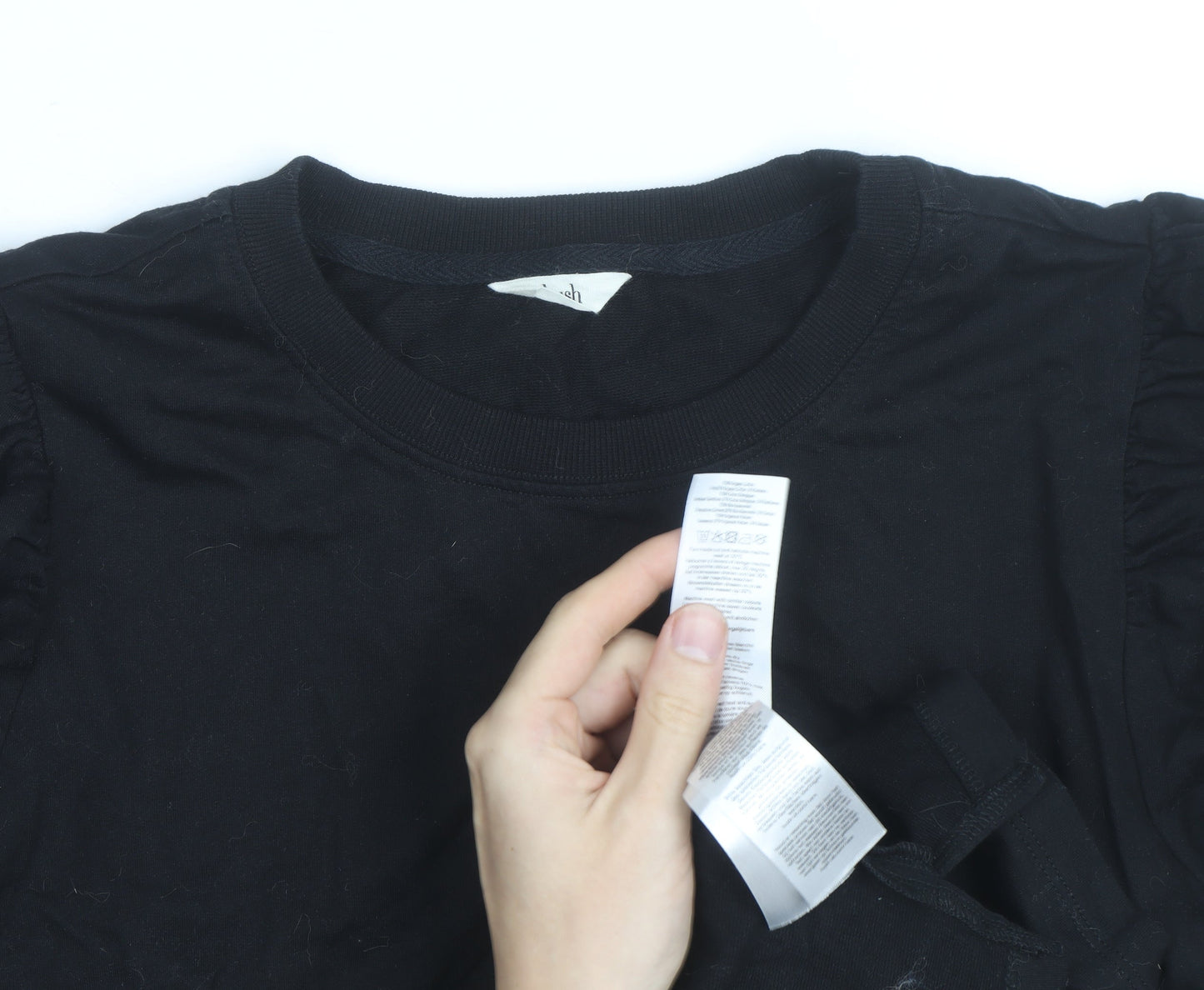 Hush Black Long Sleeve Cotton Jersey Top M Unisex Casual
