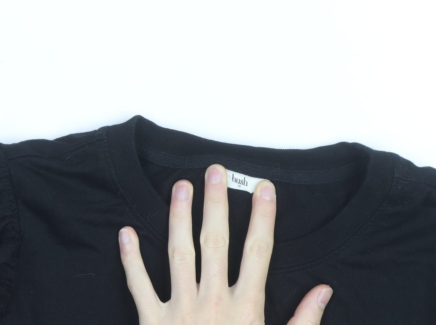 Hush Black Long Sleeve Cotton Jersey Top M Unisex Casual