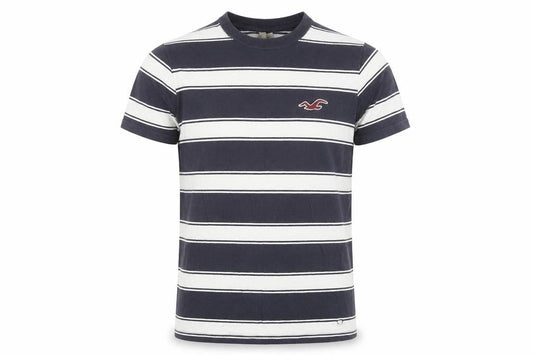 Hollister Men’s Blue Striped Slim Fit Cotton Crew Neck T-Shirt Size L