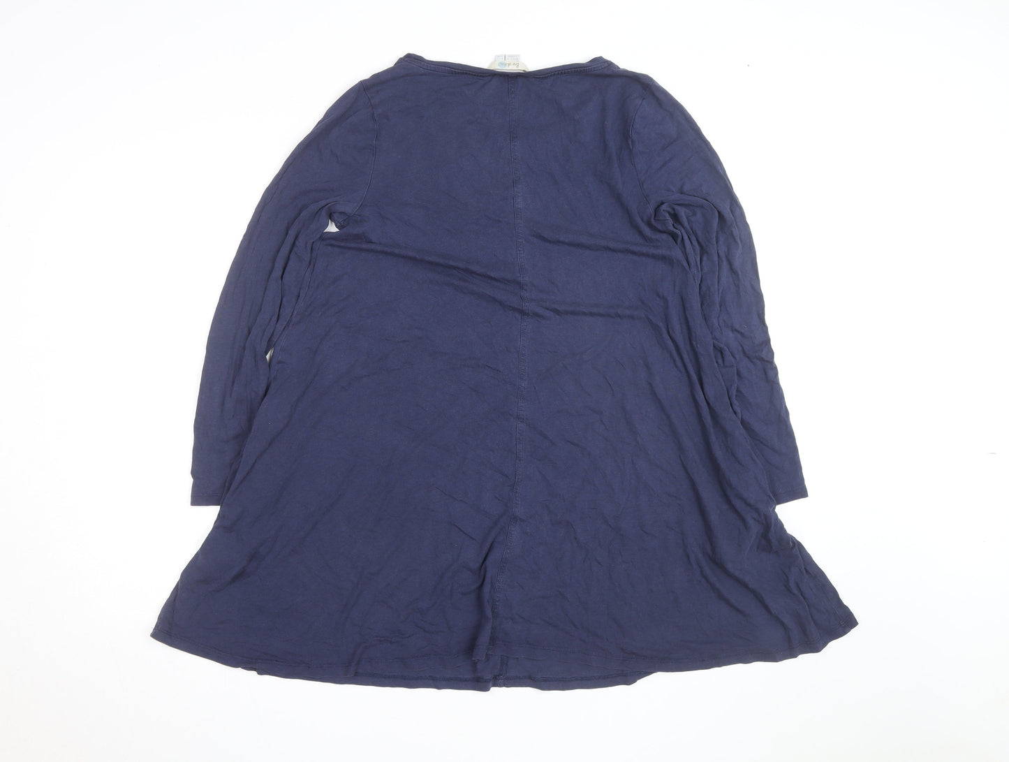 Boden Women Blue Cotton Jersey Shift Dress Size 12 Long Sleeve