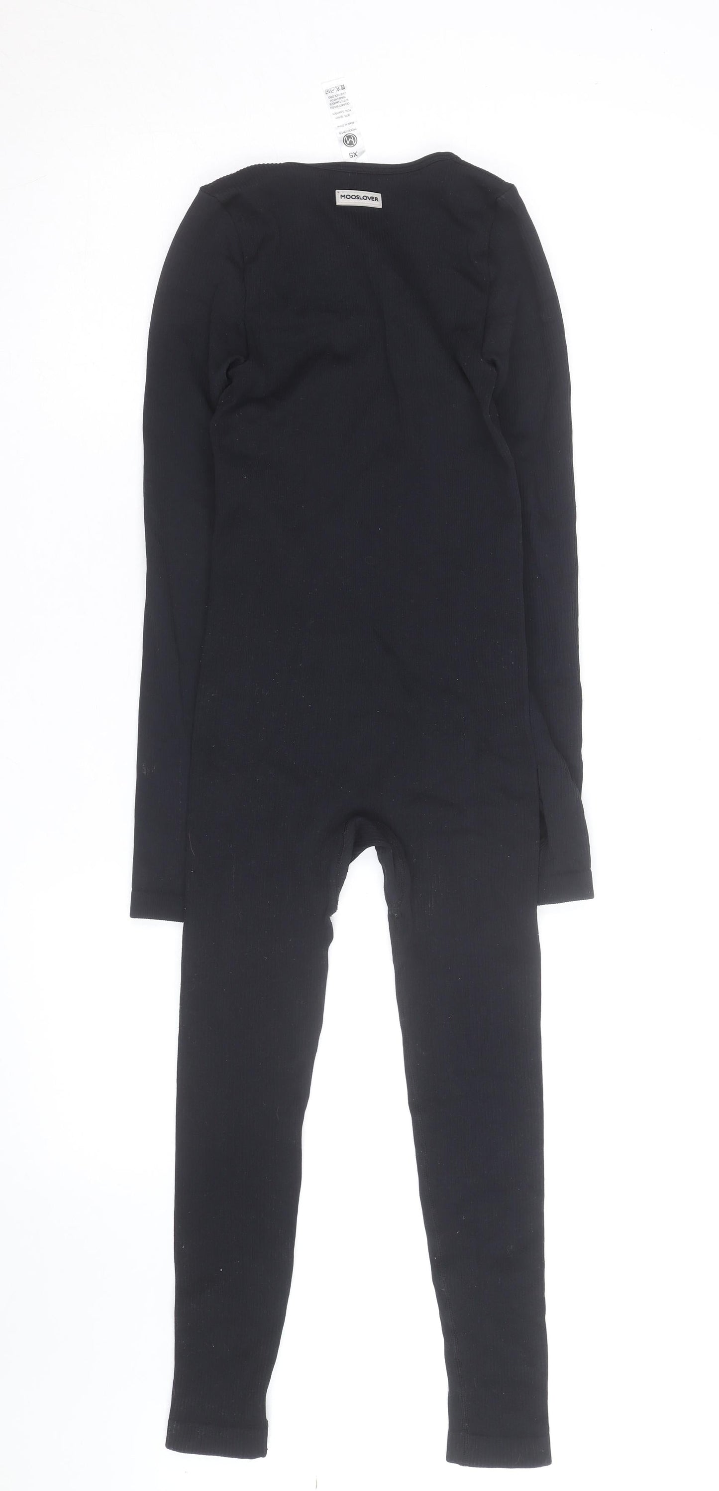 MOOSLOVER Women’s Black Long Sleeve Square Neck Stretch Catsuit XS
