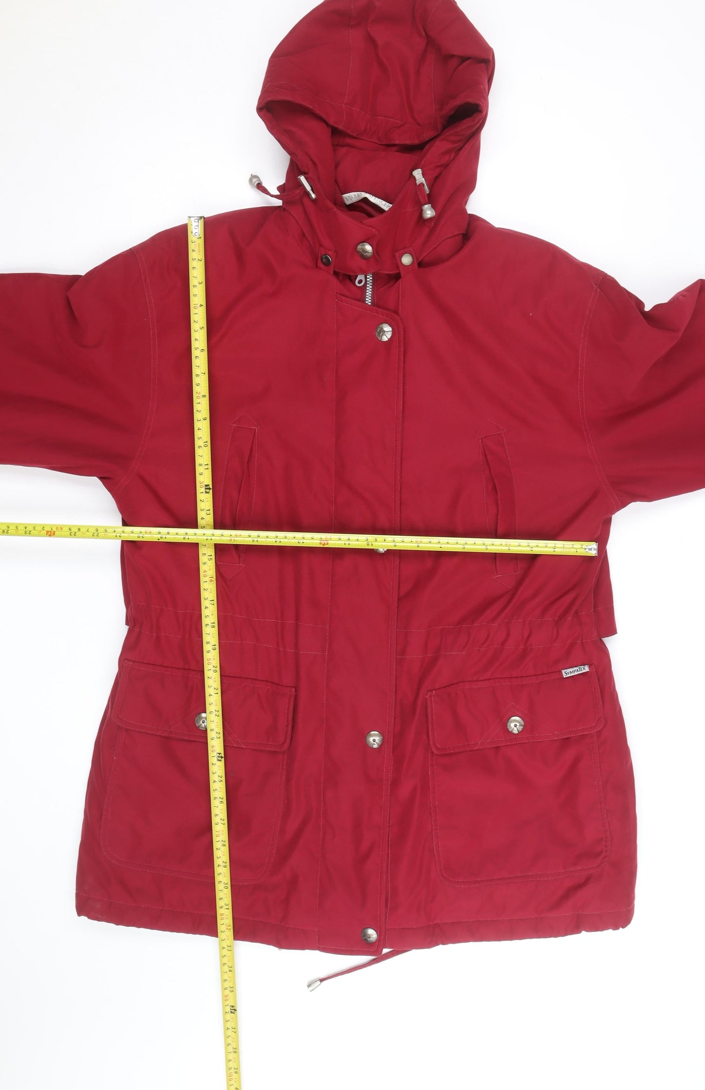 Marks and Spencer Women Red Hooded Parka Jacket Size 14 Lined Waterproof