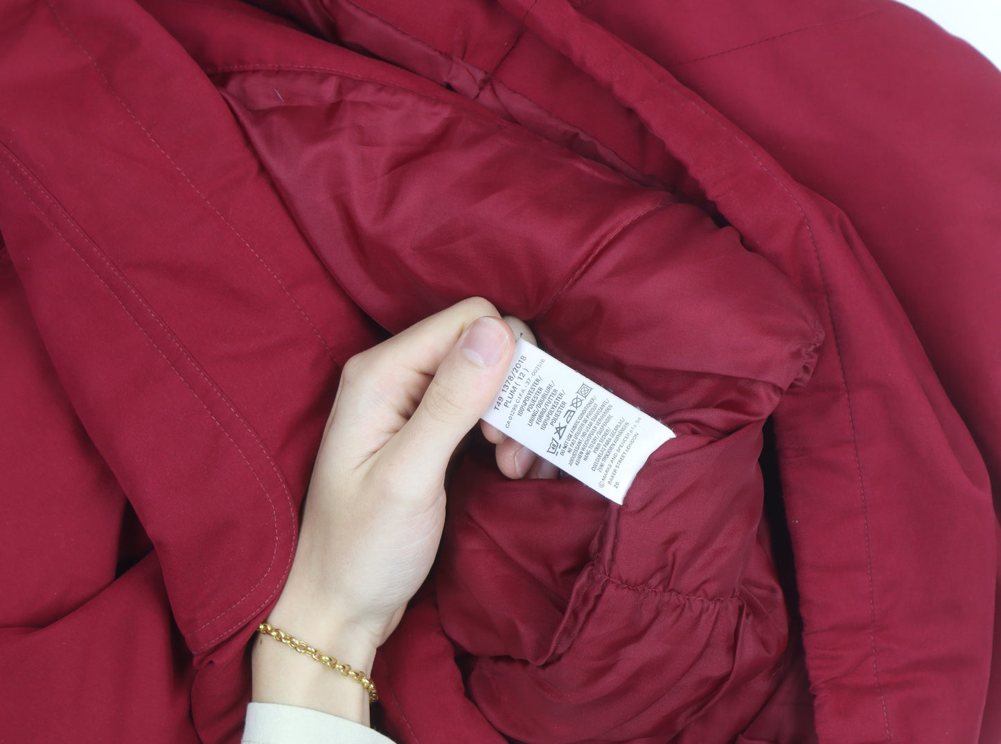 Marks and Spencer Women Red Hooded Parka Jacket Size 14 Lined Waterproof