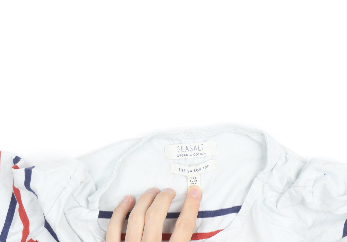 Seasalt Women’s Multicoloured Stripe Sailor Top Size 8 3/4 Sleeve Cotton