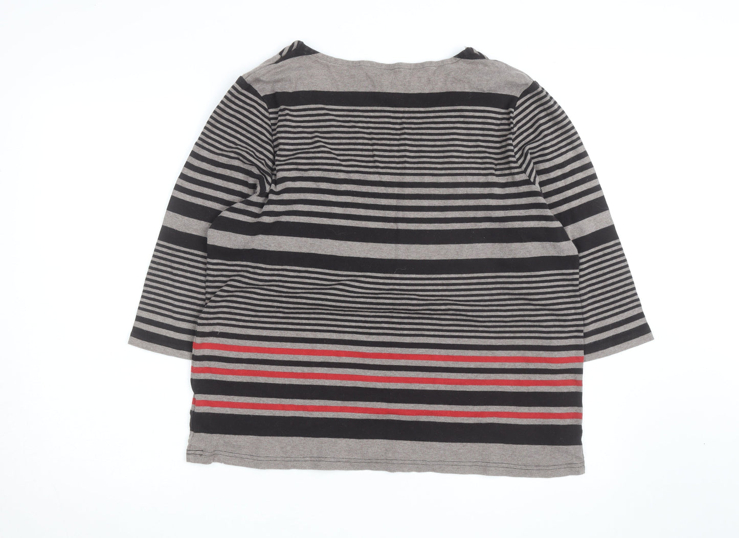 Maine New England Women's Grey Striped 3/4 Sleeve T-Shirt Size 22