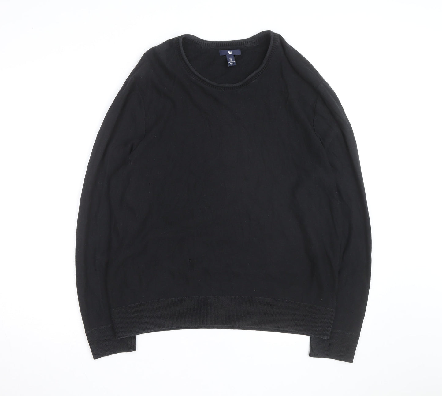 Gap Men's Black Cotton Crew Neck Pullover Jumper Size L