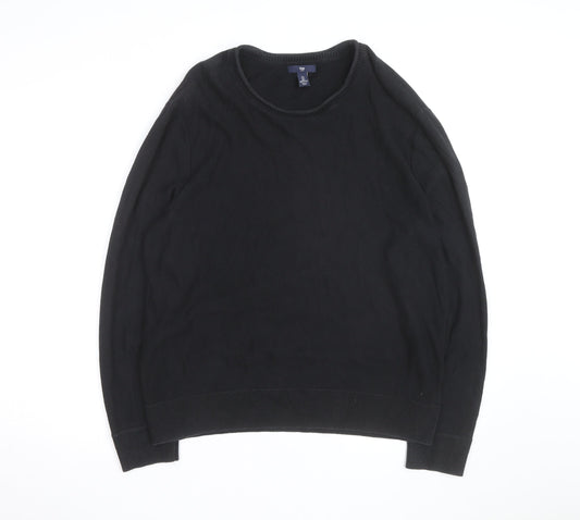 Gap Men's Black Cotton Crew Neck Pullover Jumper Size L