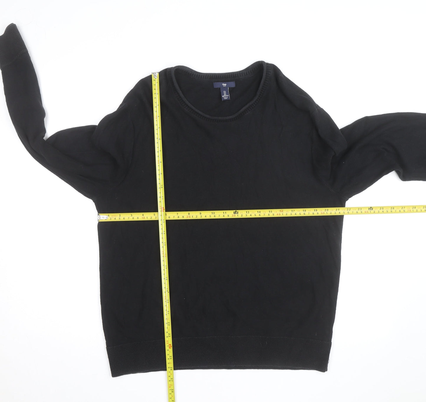 Gap Men's Black Cotton Crew Neck Pullover Jumper Size L