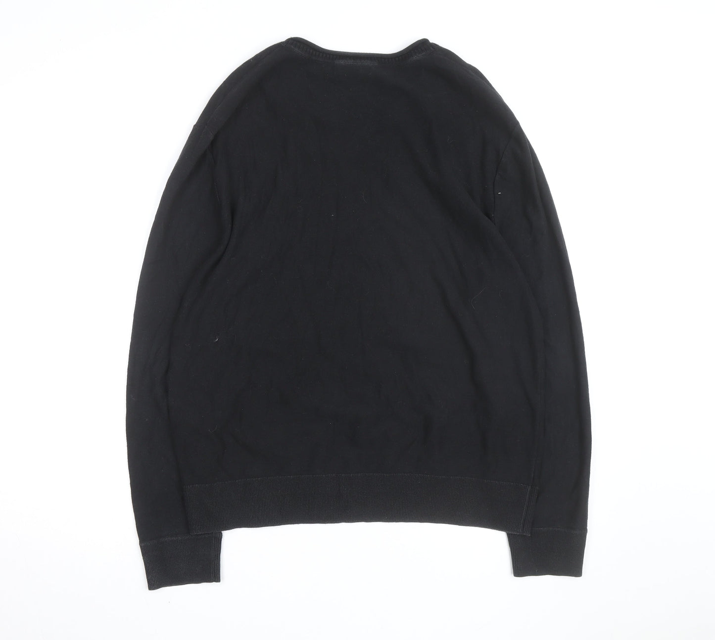 Gap Men's Black Cotton Crew Neck Pullover Jumper Size L