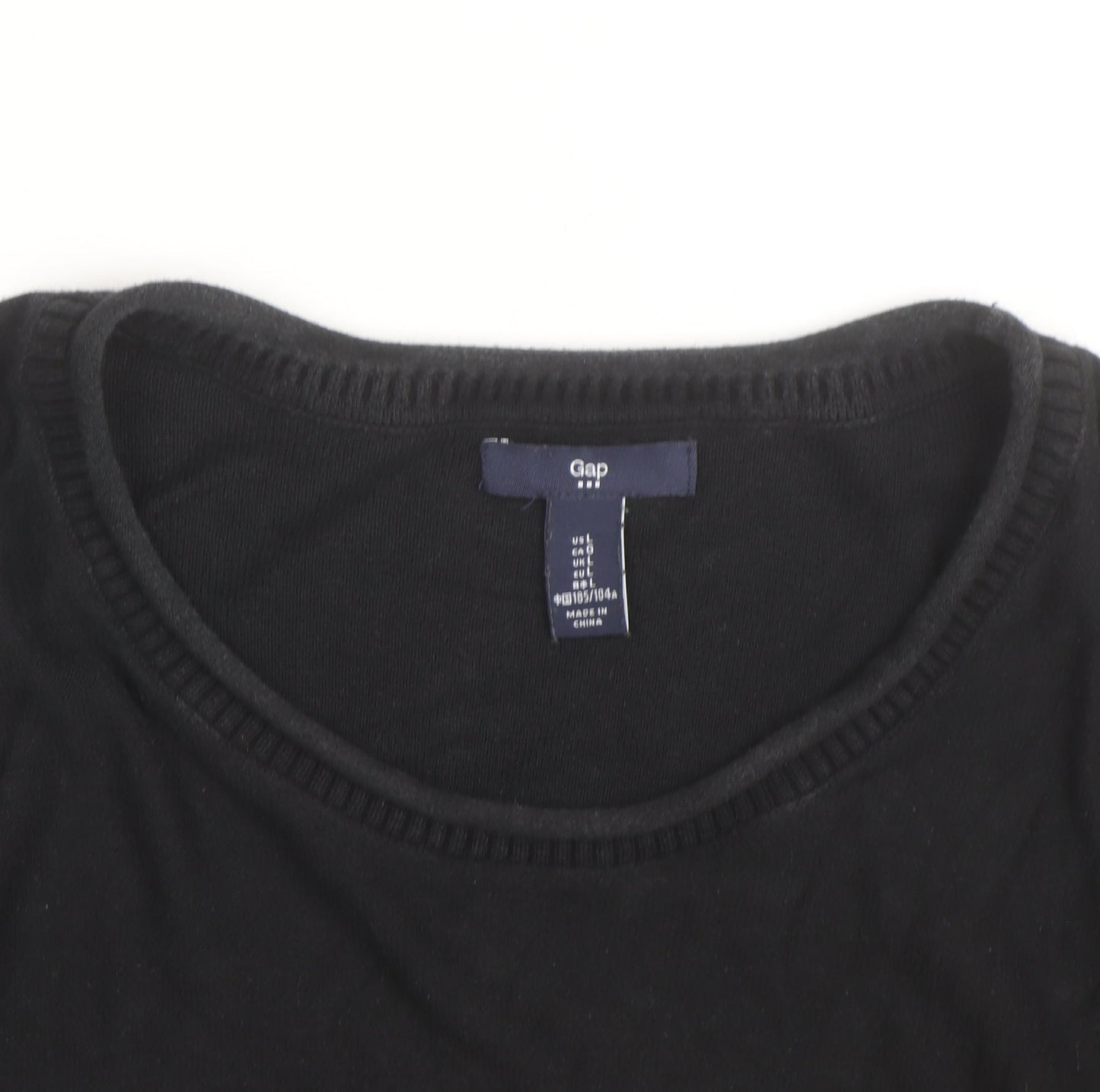 Gap Men's Black Cotton Crew Neck Pullover Jumper Size L