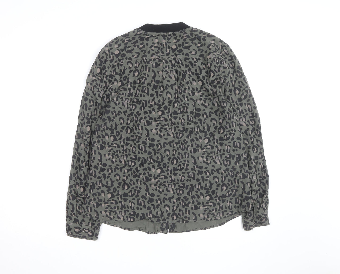 Hilfiger Denim Women's Green Animal Print Blouse M Long Sleeve