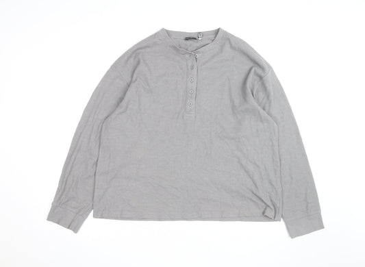 ASOS DESIGN Womens Grey Henley Long Sleeve Waffle Knit Jumper Medium