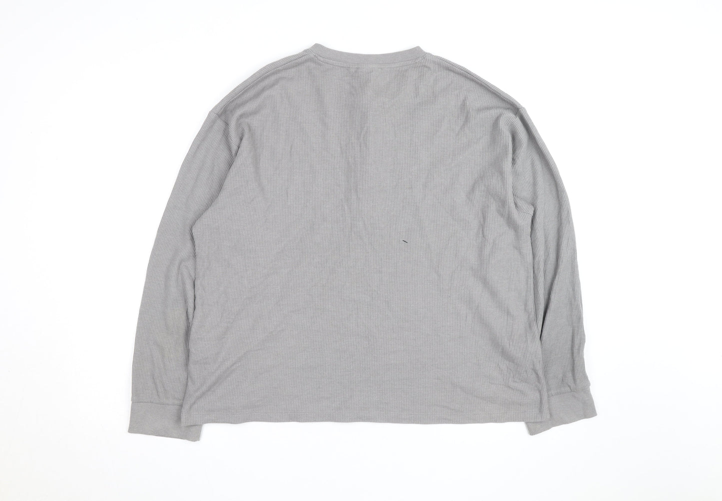 ASOS DESIGN Womens Grey Henley Long Sleeve Waffle Knit Jumper Medium
