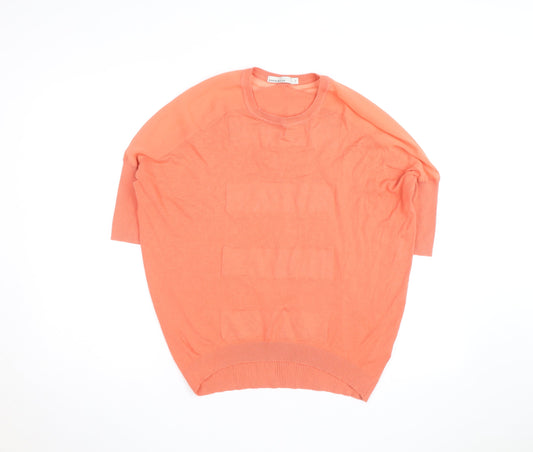 Karen Millen Womens Orange Relaxed Fit Cotton Silk Jumper Size 10