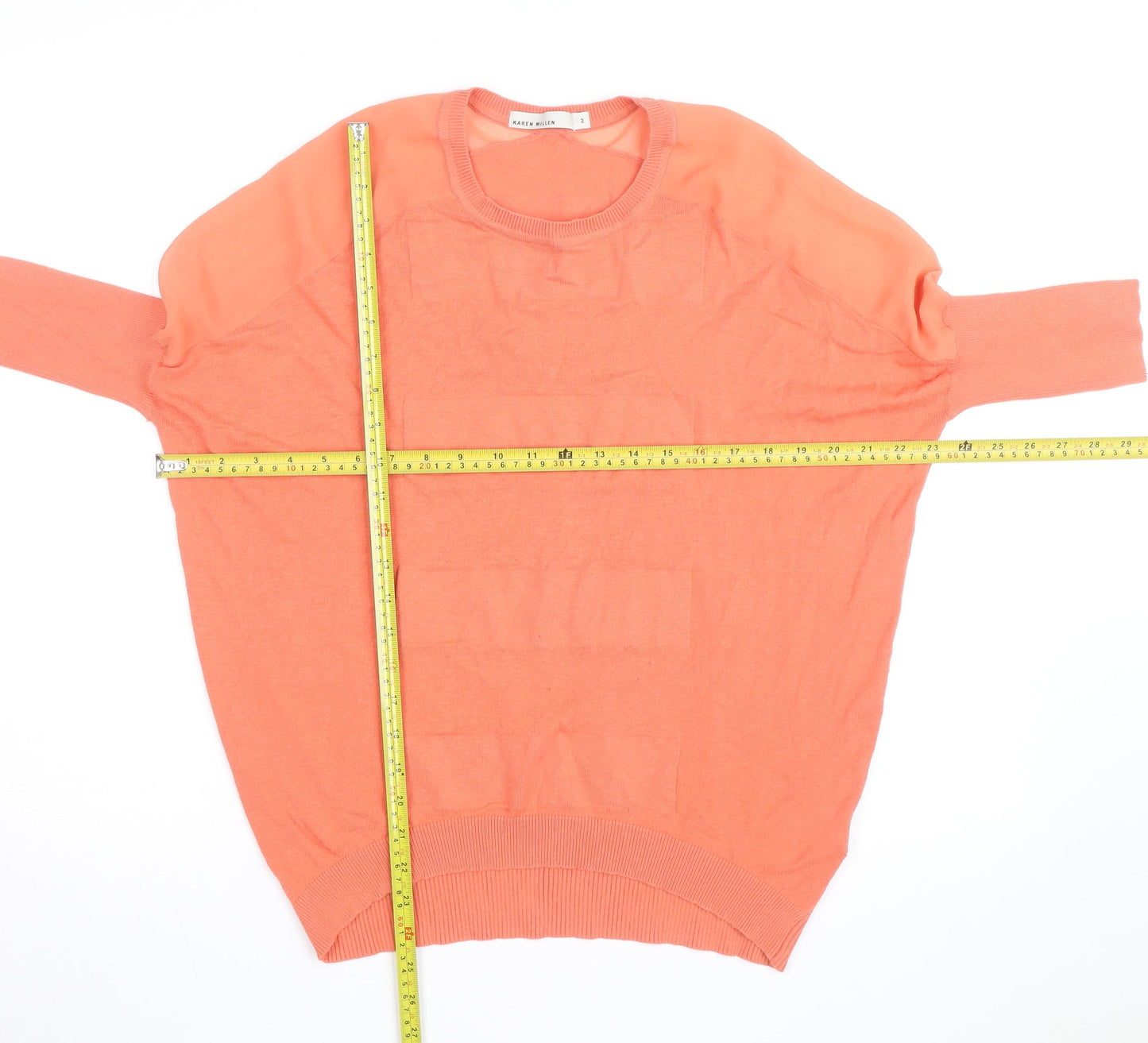 Karen Millen Womens Orange Relaxed Fit Cotton Silk Jumper Size 10