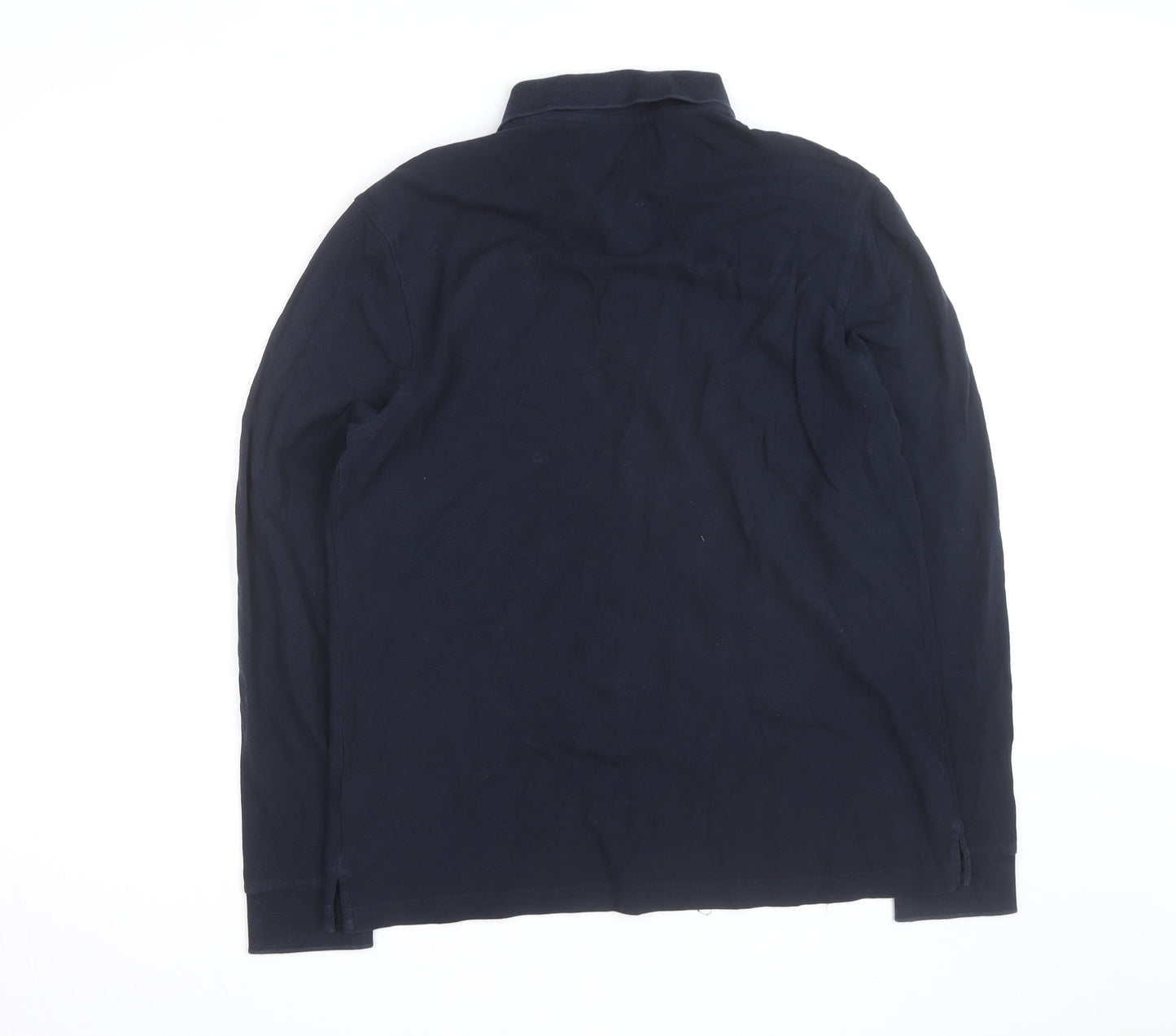 Marks and Spencer Men's Black Long Sleeve Cotton Polo Shirt L
