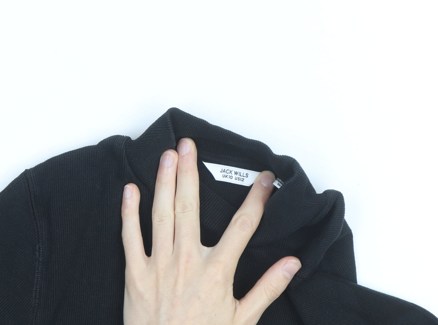 Jack Wills Womens Black Size 10 Roll Neck Long Sleeve Jumper