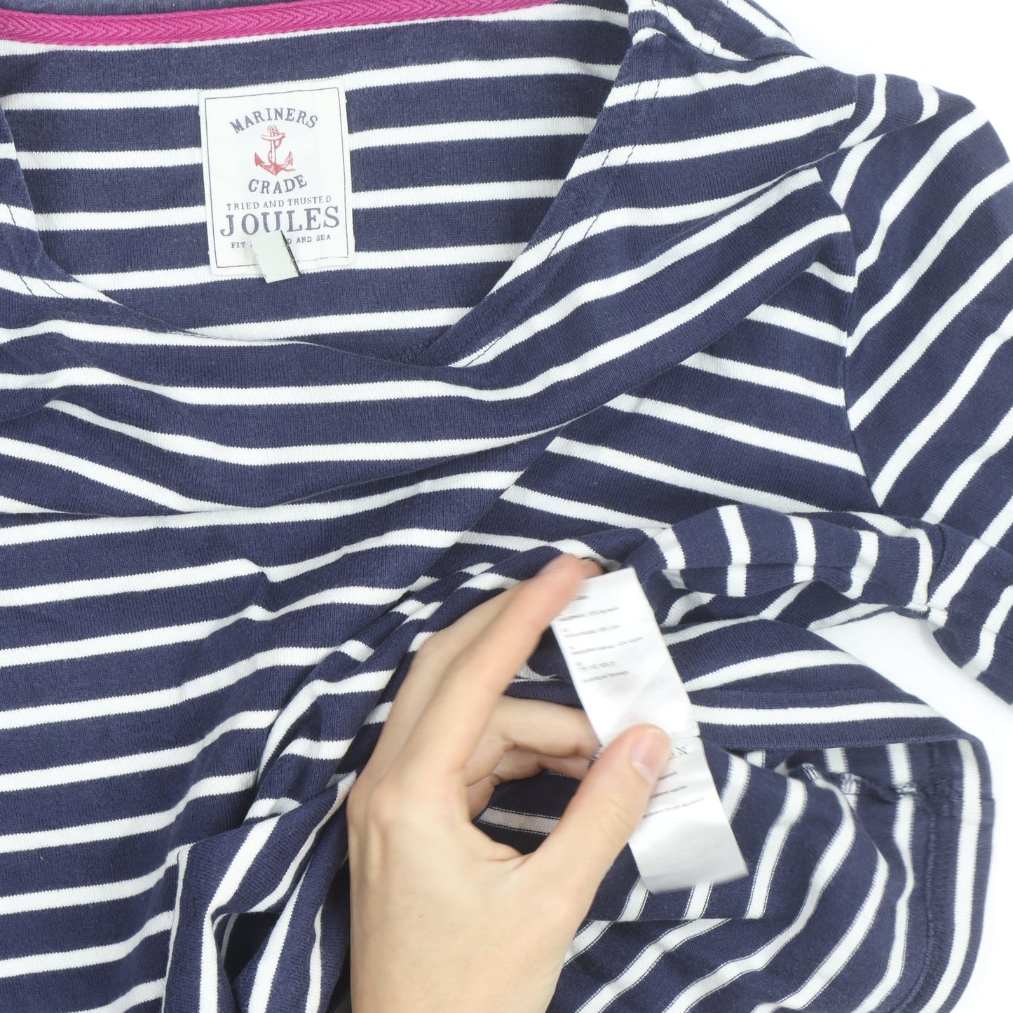 Joules Women’s Blue Striped Long Sleeve Cotton Nautical T-Shirt UK 14