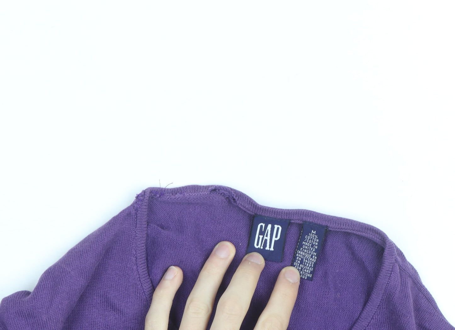 GAP Men's Purple Cotton Cardigan M Classic Crew Neck