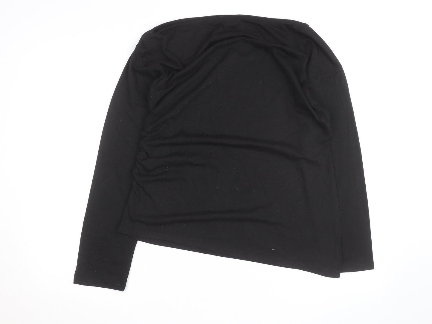 Topshop Women’s Black Size 10 Slim Fit Long Sleeve Cotton Top