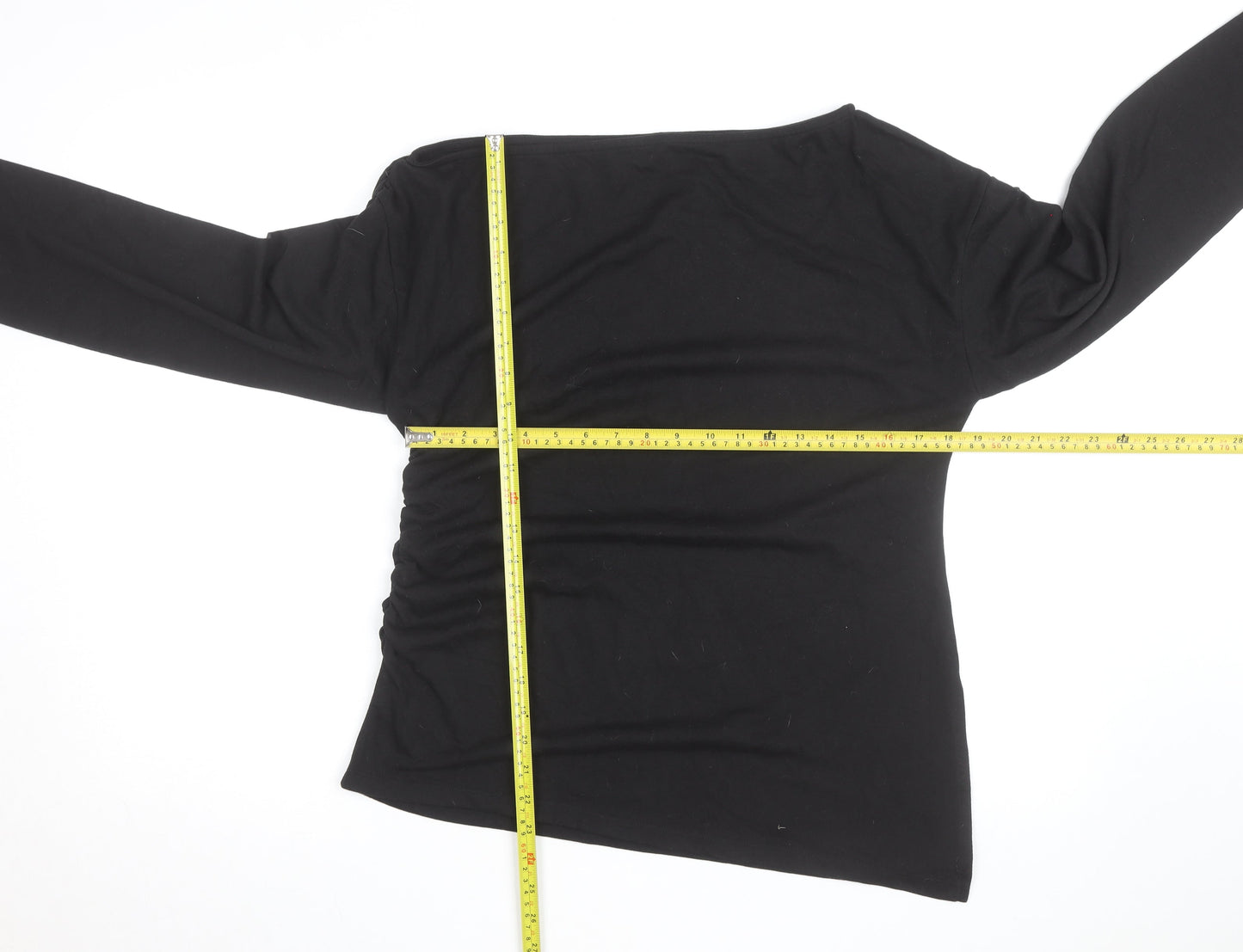 Topshop Women’s Black Size 10 Slim Fit Long Sleeve Cotton Top