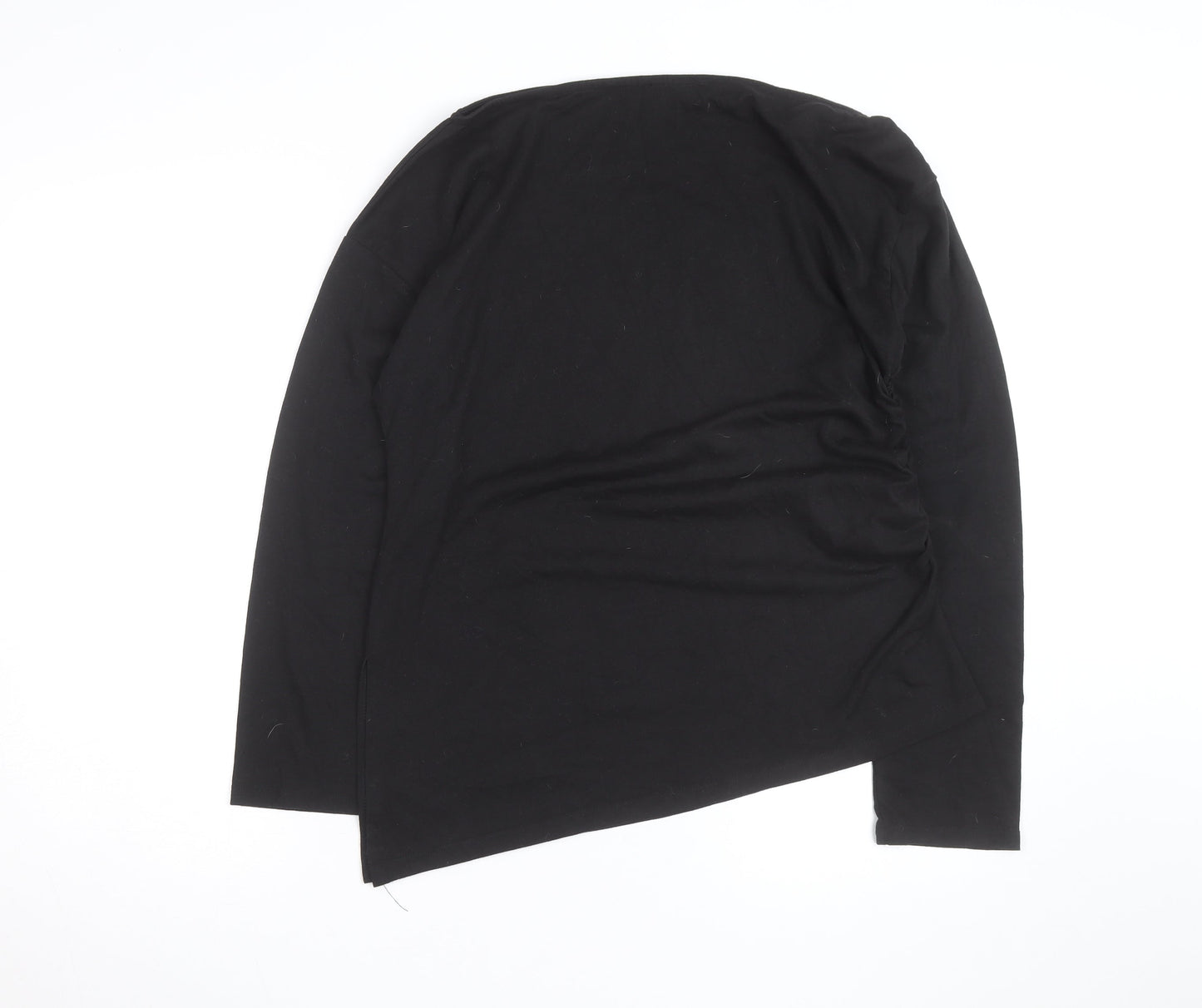 Topshop Women’s Black Size 10 Slim Fit Long Sleeve Cotton Top