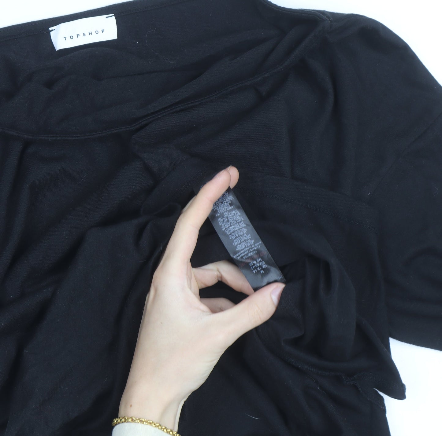 Topshop Women’s Black Size 10 Slim Fit Long Sleeve Cotton Top