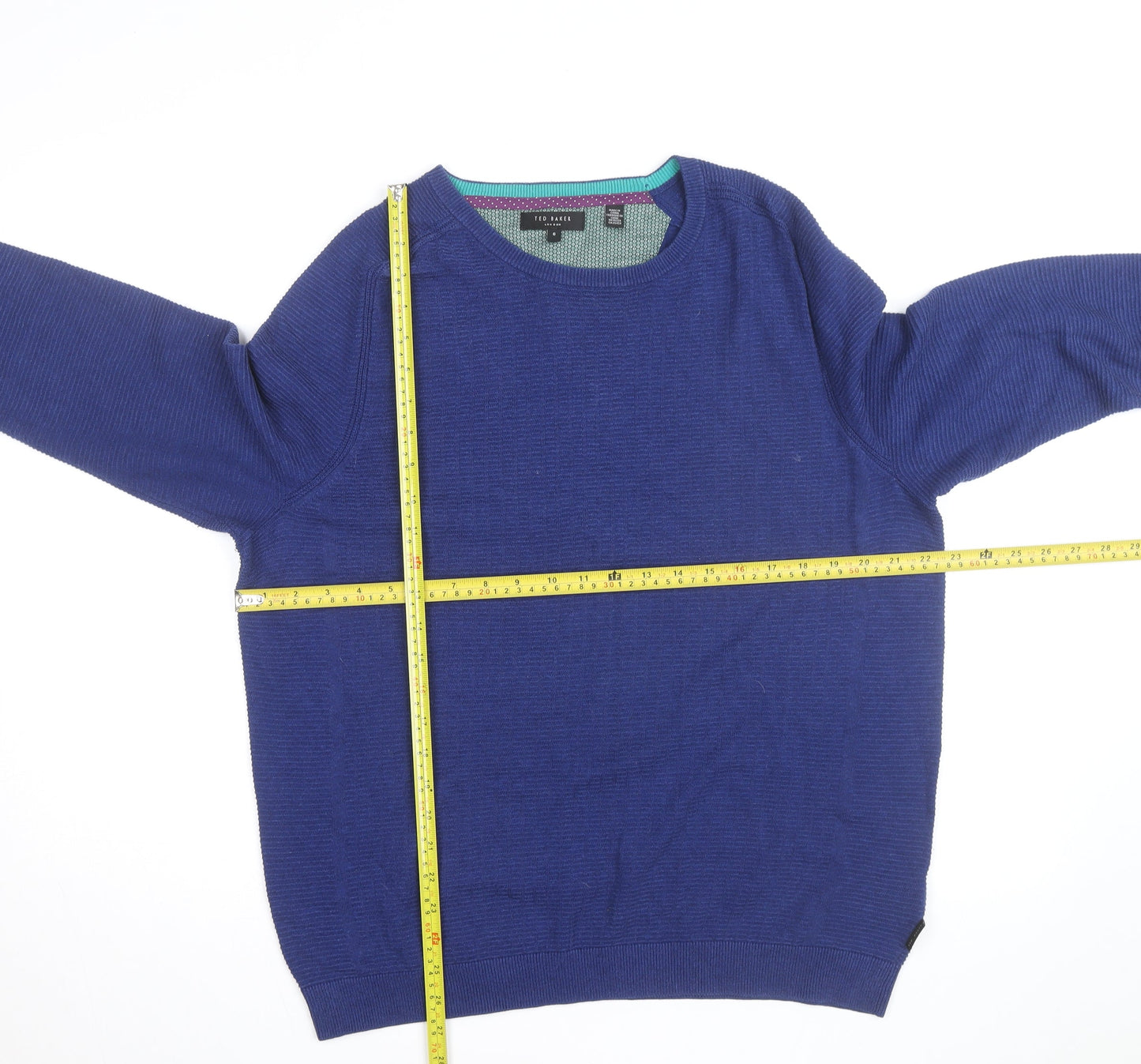 Ted Baker Men's Blue Cotton Wool Crew Neck Pullover Jumper XL