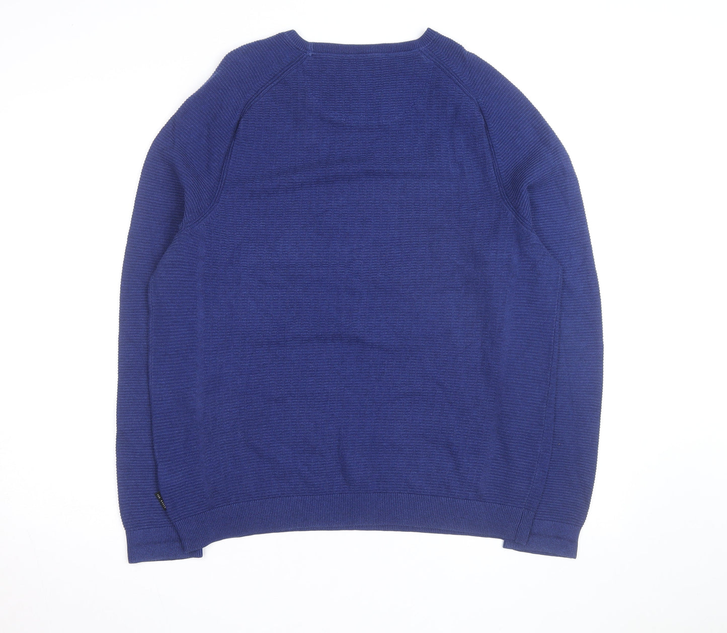 Ted Baker Men's Blue Cotton Wool Crew Neck Pullover Jumper XL