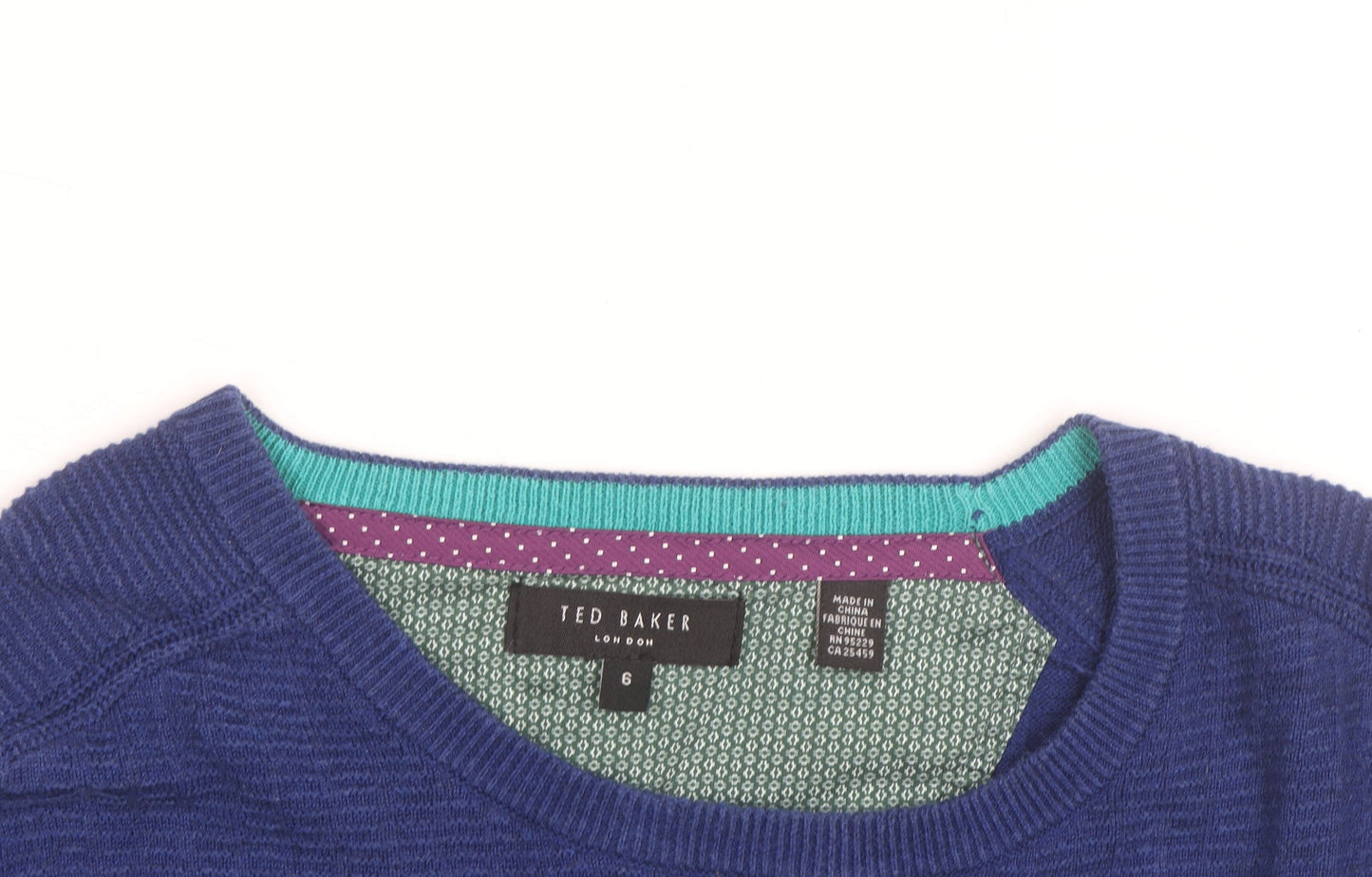 Ted Baker Men's Blue Cotton Wool Crew Neck Pullover Jumper XL