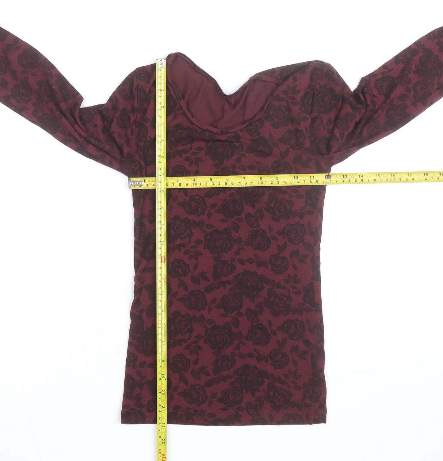 Marks and Spencer Women Red Floral Long Sleeve Jersey Blouse Size 10