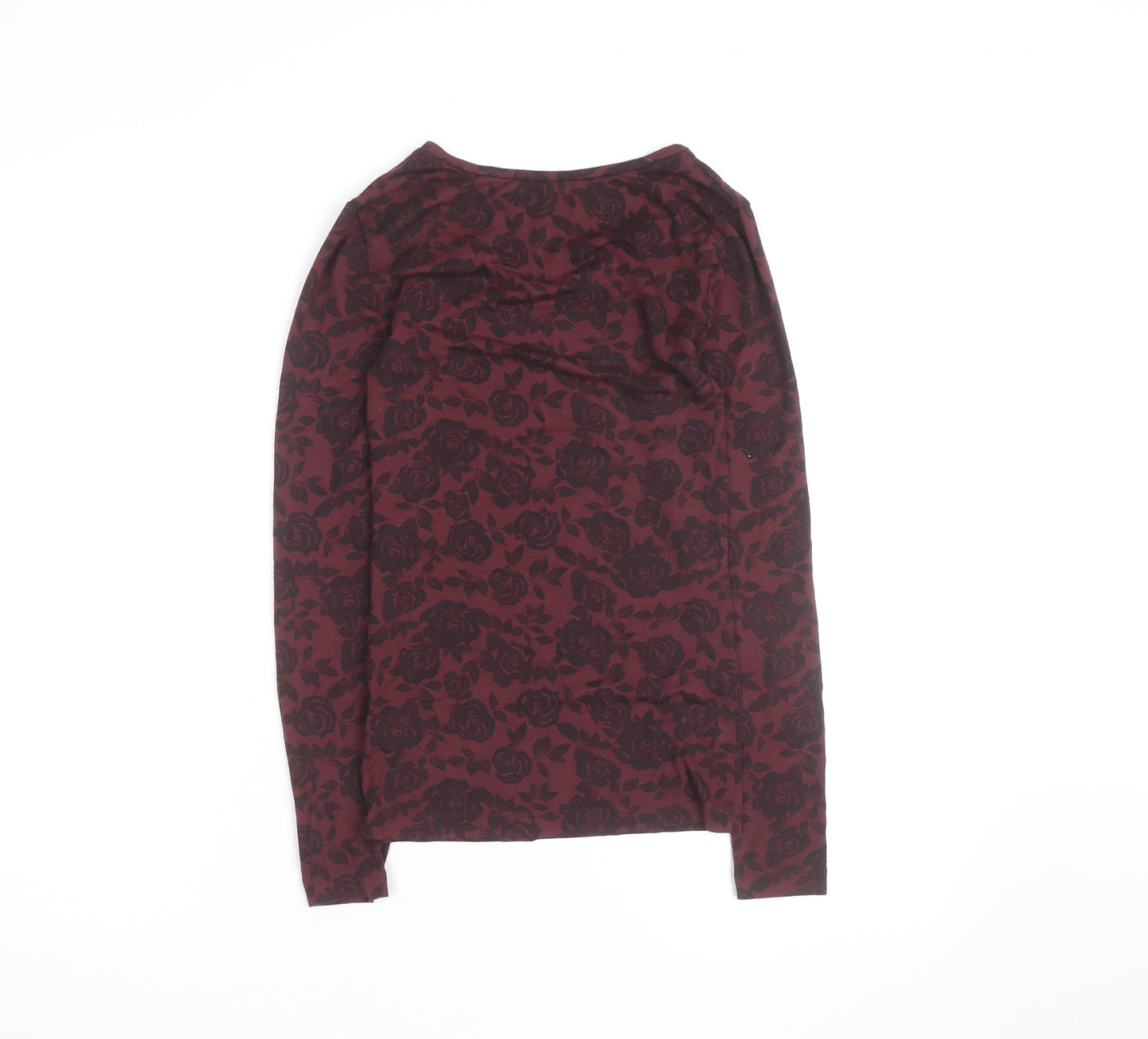 Marks and Spencer Women Red Floral Long Sleeve Jersey Blouse Size 10