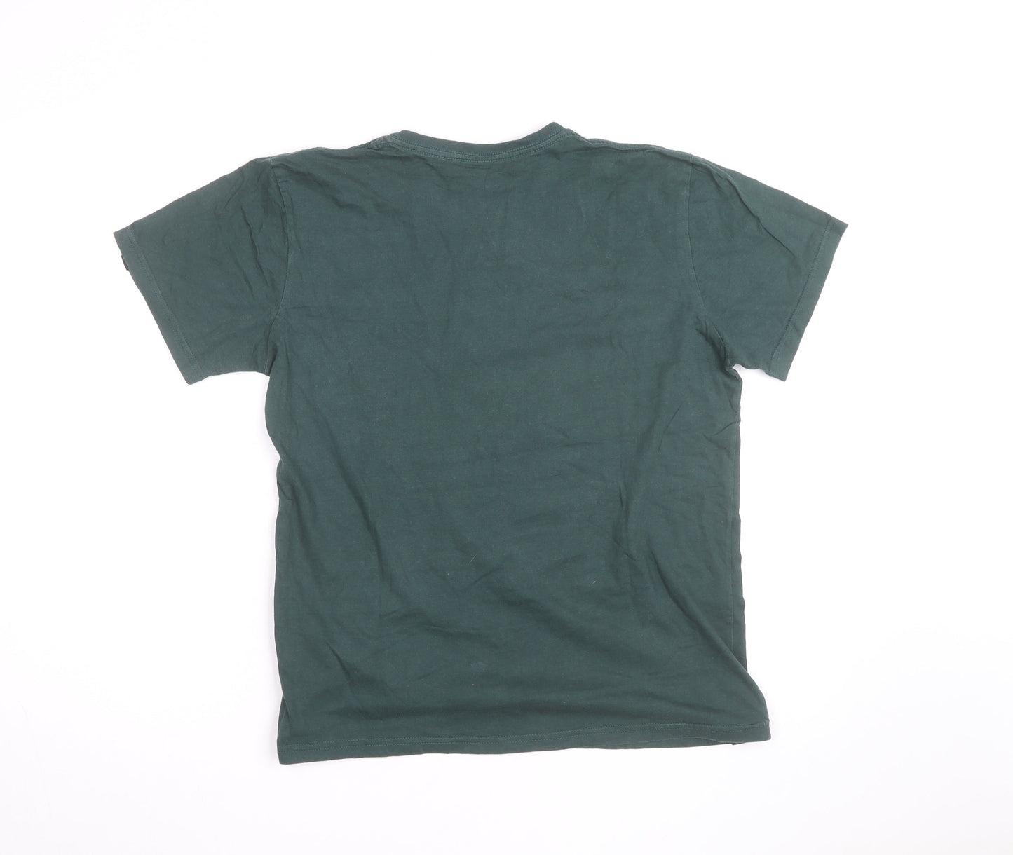 VERTIGEM Men's Green Graphic Print Cotton T-Shirt Size M