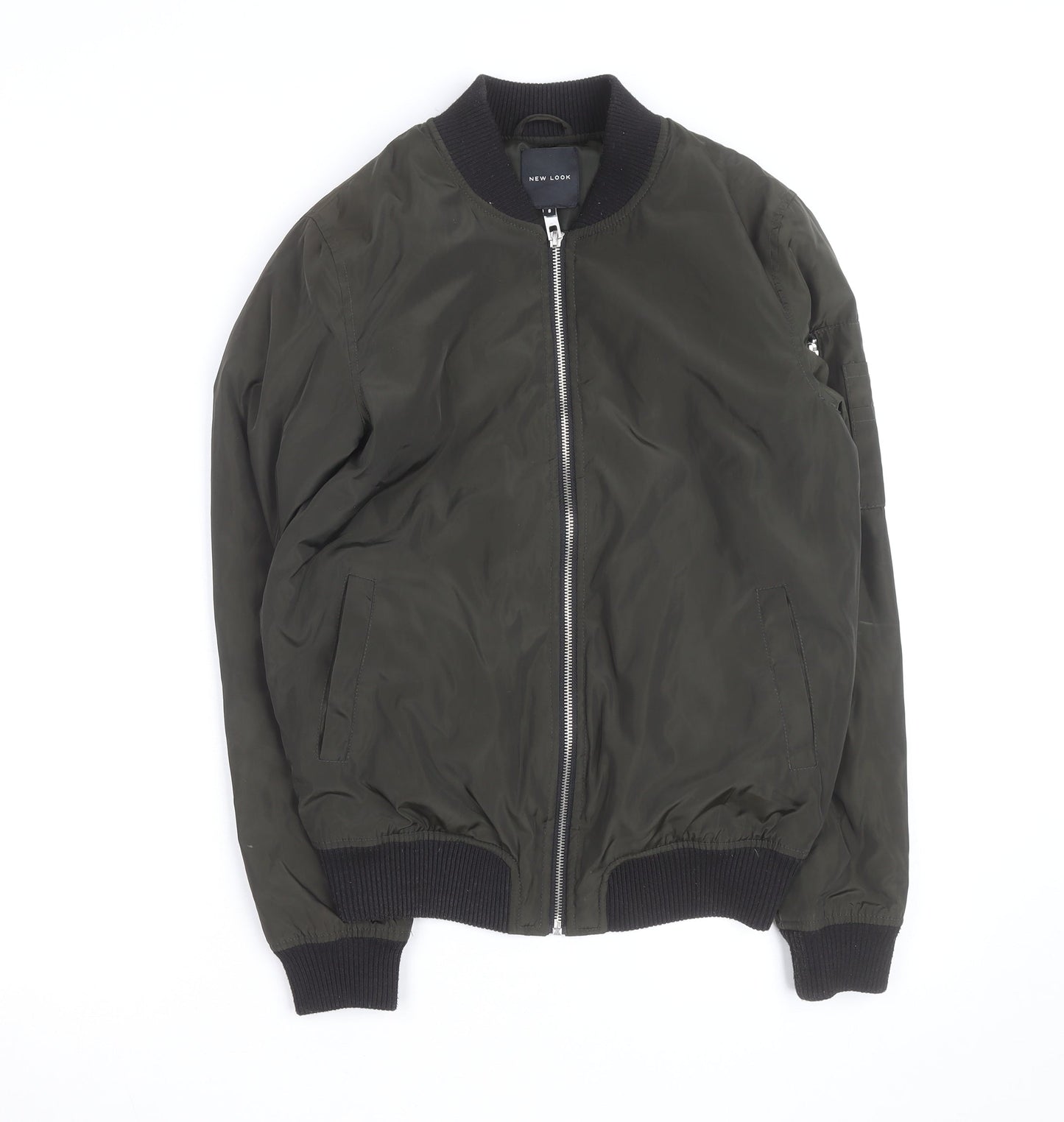 New Look Women's Green Bomber Jacket Size 8 Zip Casual Lightweight
