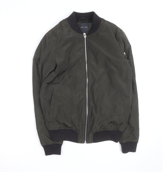 New Look Women's Green Bomber Jacket Size 8 Zip Casual Lightweight