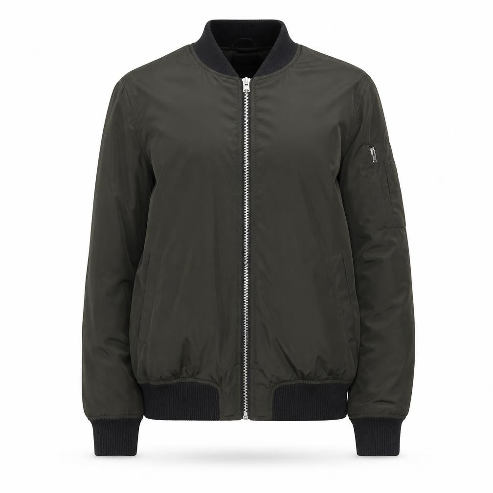 New Look Women's Green Bomber Jacket Size 8 Zip Casual Lightweight