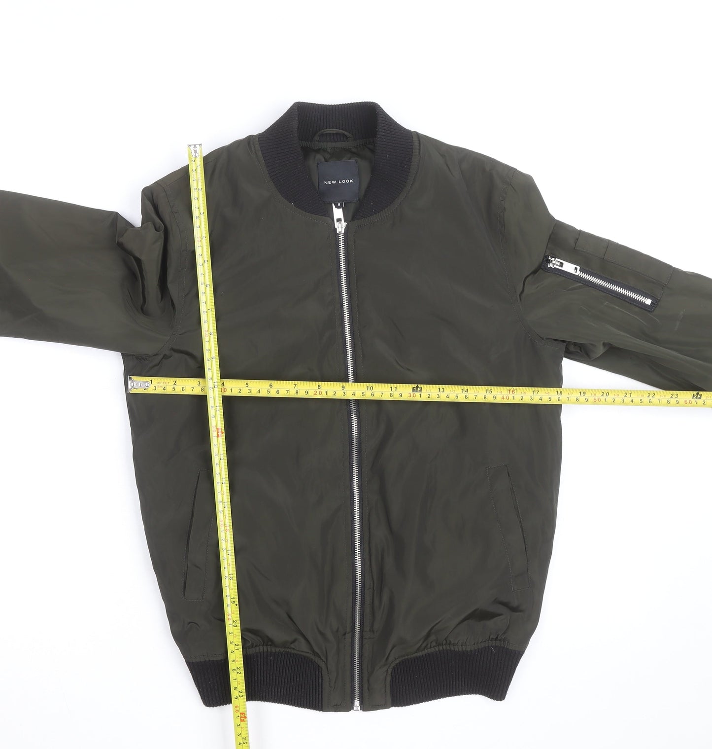 New Look Women's Green Bomber Jacket Size 8 Zip Casual Lightweight